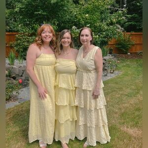 Yellow Strapless A-Line Dress for Wedding Guest